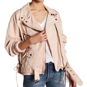 NWT Free People Lace Up Rose Moto Jacket Size Small
